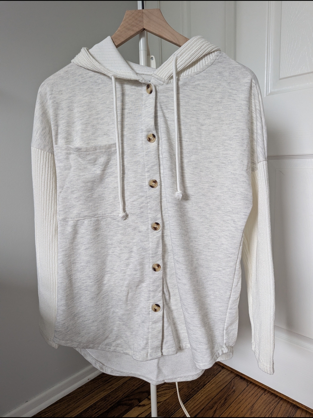 SHEWIN White Hoodie Sweater - Picture 1 of 5